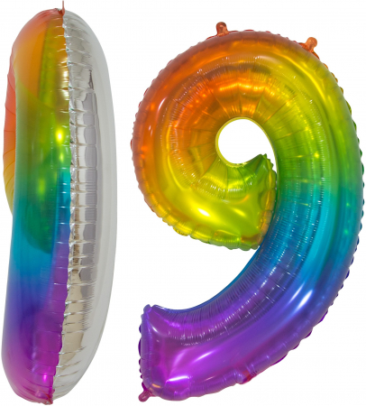 Шар (34''/86см) Цифра, 9, Мармеладный леденец, Градиент, в упаковке 1 шт.