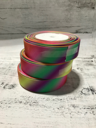 Лента репсовая (25мм*22,85м), Диагональная радуга, 1 шт.