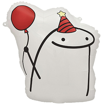 Шар (20"/51см) Фигура, Человечек Мем матовый с шариком, 1 шт.