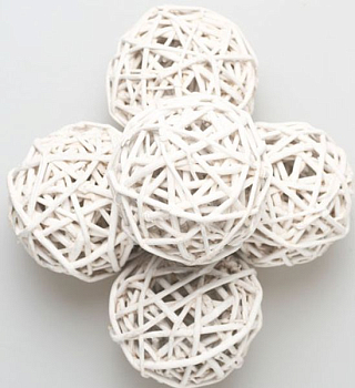 Шары из ротанга (5см), белые, 12 шт.