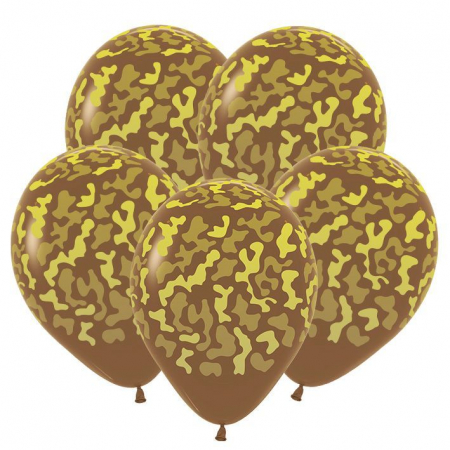 Шар (12"/30см) Камуфляж, Кофе, пастель 5 ст., 25 шт.