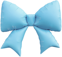 Шар (39''/99см) Фигура, Бант, Голубой, Сатин, 1 шт. 
