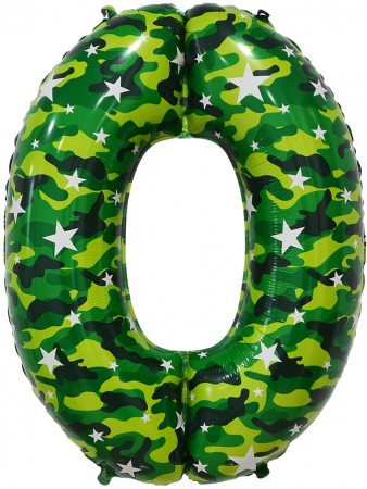 Шар (34''/86 см) Цифра, 0, Камуфляж, 1 шт. в упак.