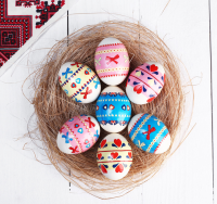 Пасхальная термоусадочная плёнка (7 яиц) Бантики и сердечки, 1 шт.