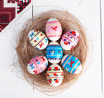 Пасхальная термоусадочная плёнка (7 яиц) Бантики и сердечки, 1 шт.