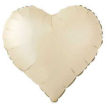 Шар (18''/46см) Сердце, Светло-кремовый, Сатин, 1 шт.