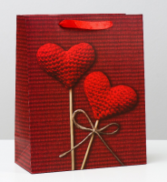 Пакет подарочный (26*32*12см), Два сердечка на палочке, 1 шт.