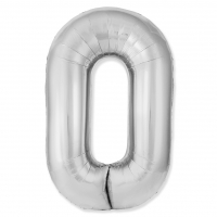 Шар (40"/102см) Цифра "0" Серебро Slim в упаковке, 1 шт.