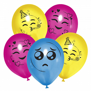 Шар (12"/30см) Эмоции, Ассорти, пастель, 5 шт.