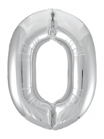 Шар (40"/102см) Цифра "0" Серебро Slim в упаковке, 1 шт.