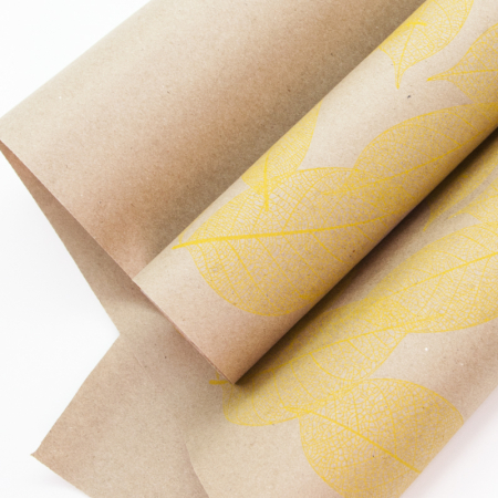 Бумага крафт (0,7*8,5м), Листья, Желтая, 1 шт.