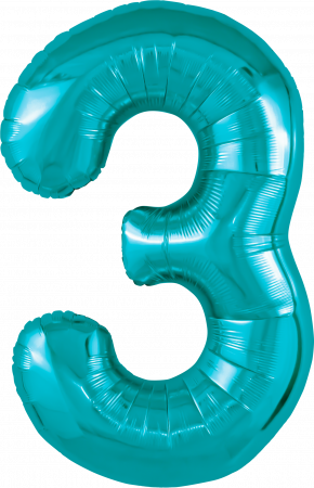 Шар (40''/102см) Цифра, 3 Slim, Океан, 1 шт. в упак.