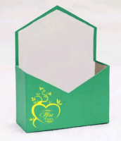 Конверт-коробка (18*24*7см), Ты в моем сердце, Зеленый, с золотым тиснением, 1 шт.