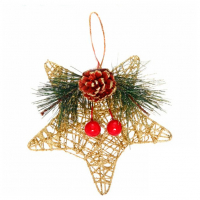 Елочное украшение (12см), Звезда с декором, 1 шт. 