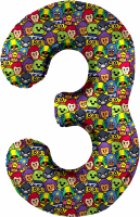 Шар (34''/86см) Цифра, 3 Бравл Старс, 1 шт. в упак.
