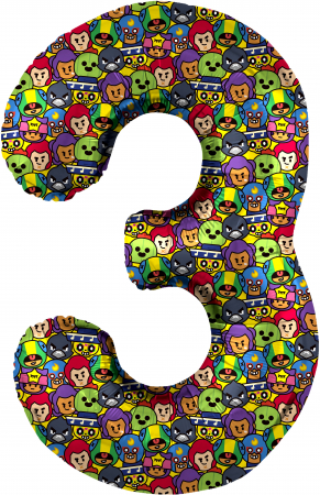 Шар (34''/86см) Цифра, 3 Бравл Старс, 1 шт. в упак.