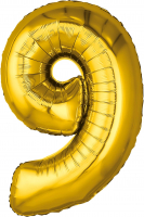 Шар (32''/81см) Цифра, 9, Золото, 1 шт. в упак.