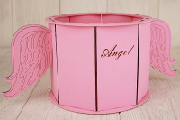 Подарочная упаковка (17*32*13) Ангел, круглая, МДФ 3мм, окрашен., оформл., Розовый, 1 шт.