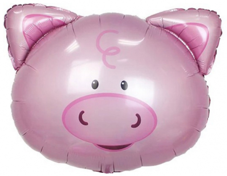 Шар (30''/76 см) Фигура, Большая голова поросенка, 1 шт.