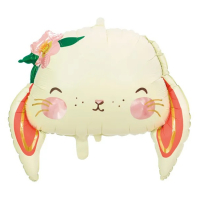 Шар (20"/51см) Фигура, Зайка с цветком голова, 1 шт.