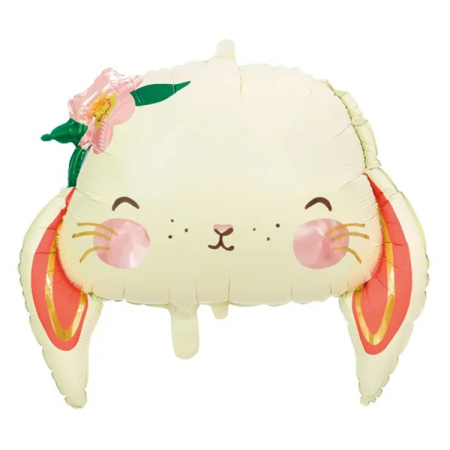 Шар (20"/51см) Фигура, Зайка с цветком голова, 1 шт.