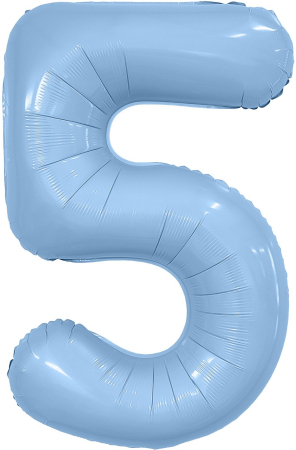Шар (40''/102см) Цифра, 5 Slim, Небесный, 1 шт. в уп.