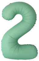 Шар (40''/102см) Цифра, 2 Slim, Мятный, Матовый, 1 шт. в уп.