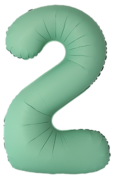 Шар (40''/102см) Цифра, 2 Slim, Мятный, Матовый, 1 шт. в уп.
