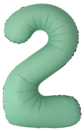 Шар (40''/102см) Цифра, 2 Slim, Мятный, Матовый, 1 шт. в уп.