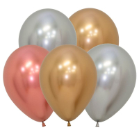 Шар (12"/30см) Ассорти Де люкс (901), Хром, 10 шт.