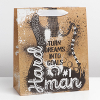 Пакет подарочный (23*27*11,5см), Hard man, крафт, 1 шт.