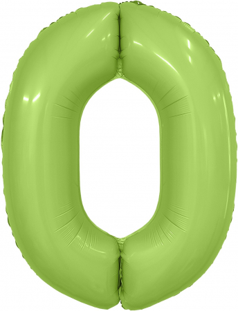Шар (40''/102см) Цифра, 0 Slim, Фисташка, Сатин, 1 шт. в упак.