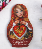 Магнит-матрёшка с подвесом «С любовью из России» (узоры), 1 шт.