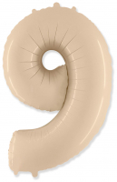 Шар (40''/102см) Цифра, "6/9", Кремовый, в упаковке, 1 шт.