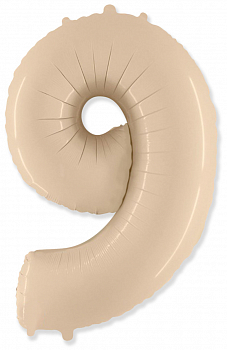 Шар (40''/102см) Цифра, "6/9", Кремовый, в упаковке, 1 шт.