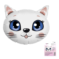99 Шар (25"/64см) Фигура, Белая кошечка, в упаковке, 1 шт.
