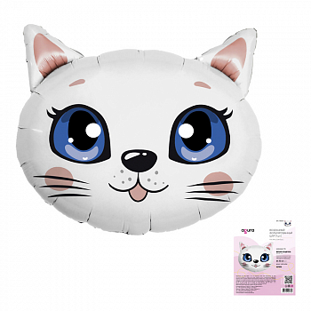 Шар (25"/64см) Фигура, Белая кошечка, в упаковке, 1 шт.