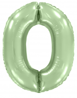 Шар (40''/102см) Цифра, 0, Мятный, Макарунс, в упаковке, 1 шт.