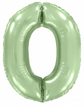 Шар (40''/102см) Цифра, 0, Мятный, Макарунс, в упаковке, 1 шт.