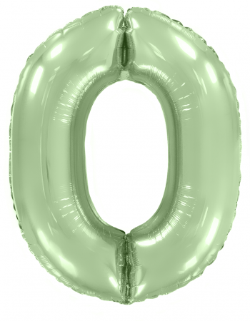 Шар (40''/102см) Цифра, 0, Мятный, Макарунс, в упаковке, 1 шт.