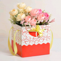 Коробка под цветы (20*20 см), Сердца, 1 шт. 