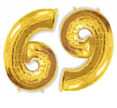 Шар (40"/102см) Цифра, "6/9", Золото, в упаковке, 1 шт.