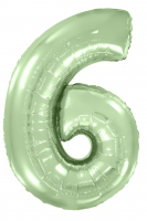 Шар (40''/102см) Цифра, 6/9, Мятный, Макарунс, в упаковке, 1 шт.