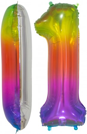 Шар (34''/86см) Цифра, 1, Мармеладный леденец, Градиент, в упаковке 1 шт.