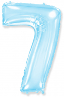 Шар (40''/102см) Цифра, "7", Голубой, в упаковке, 1 шт.