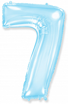 Шар (40''/102см) Цифра, "7", Голубой, в упаковке, 1 шт.