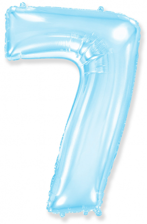 Шар (40''/102см) Цифра, "7", Голубой, в упаковке, 1 шт.