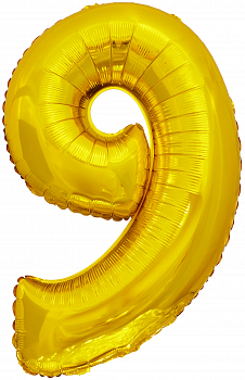 Шар (50''/127 см) Цифра, 9 Гигант, Золото, 1 шт. в упак.