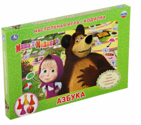 Игра-ходилка "Маша и Медведь, Азбука", 1 шт.