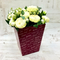 Коробка для цветов (17*20см), Happy day, Бордовая, 1 шт.